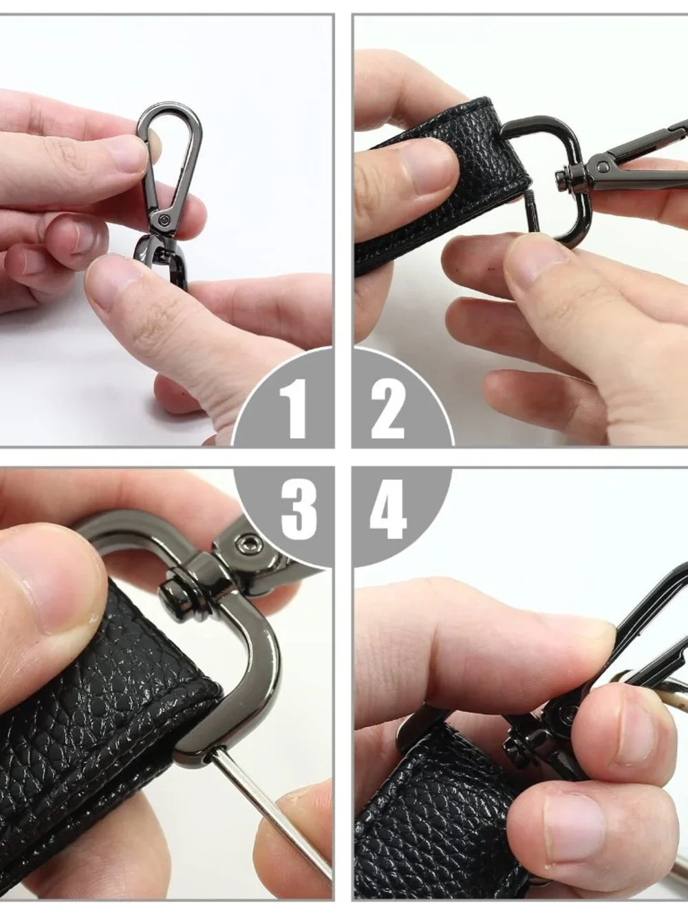 Litoexpe 4-Pack Detachable Snap Hook Swivel Clasp with 1 Inch Screw Bar, Black H